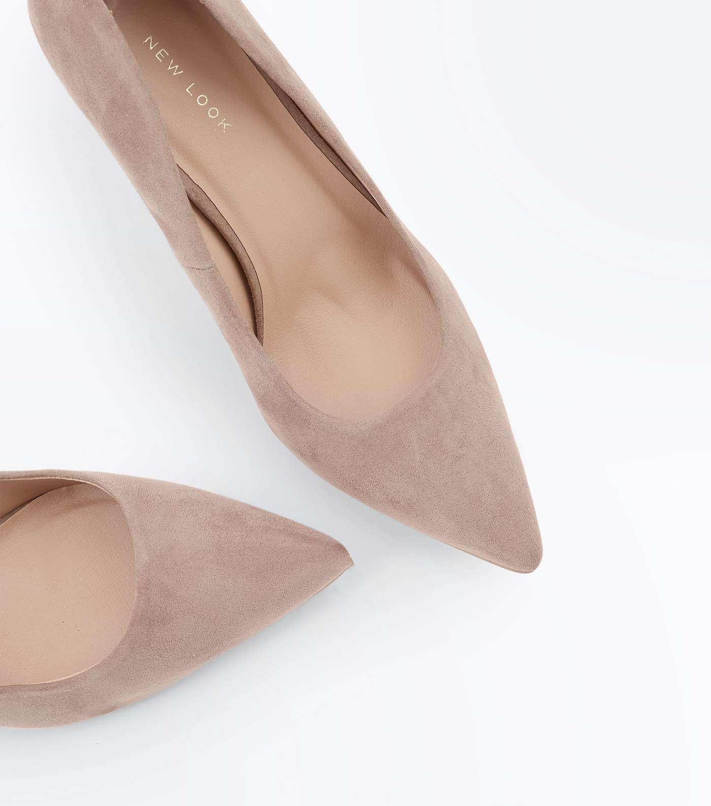 Light Brown Suedette Pointed Court Shoes Image 4