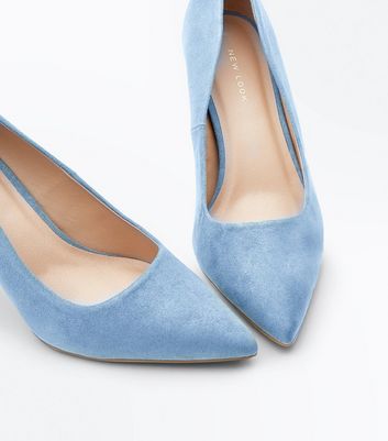 Pale Blue Suedette Pointed Court Shoes New Look