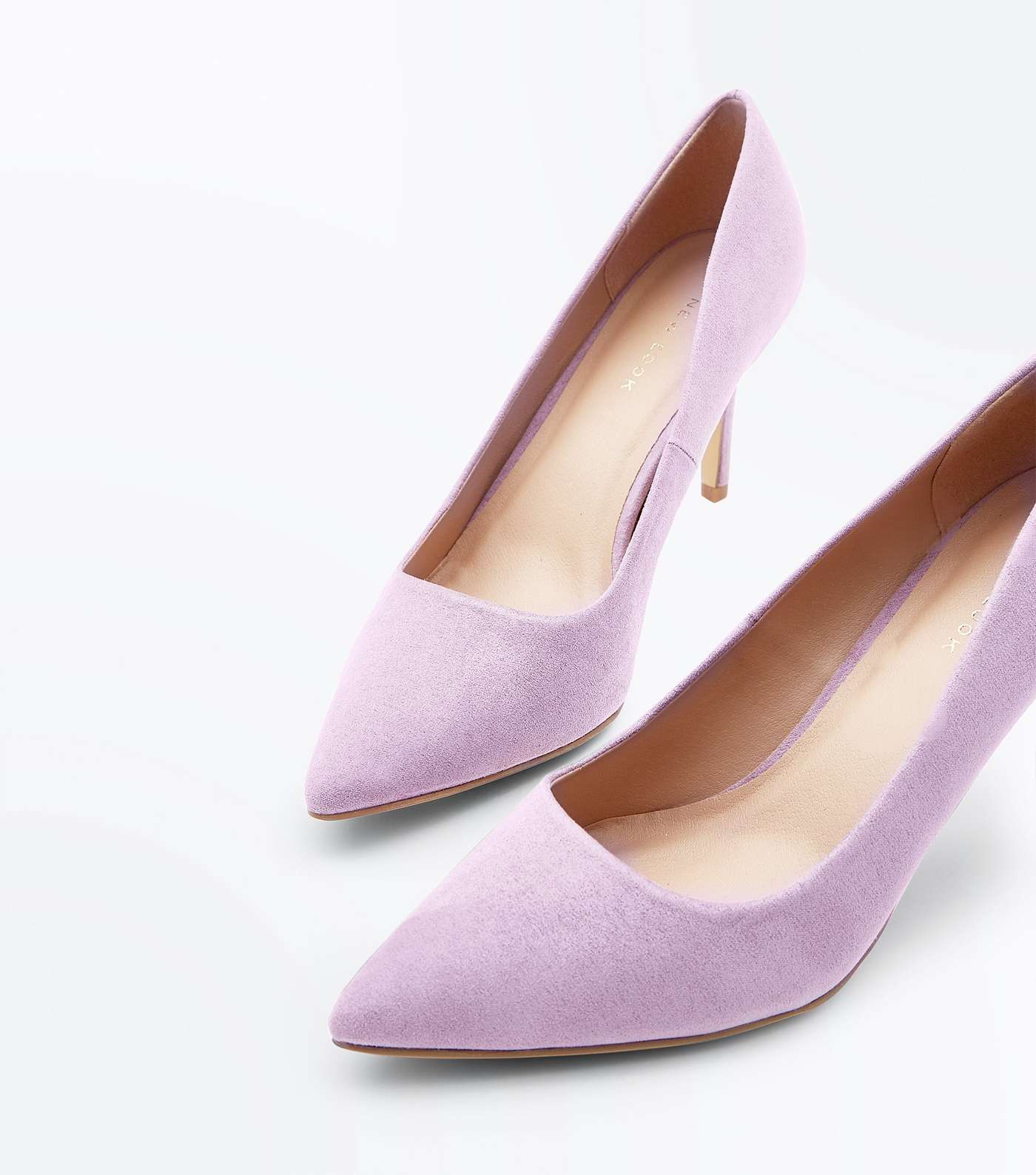 Lilac Suedette Pointed Court Shoes Image 3