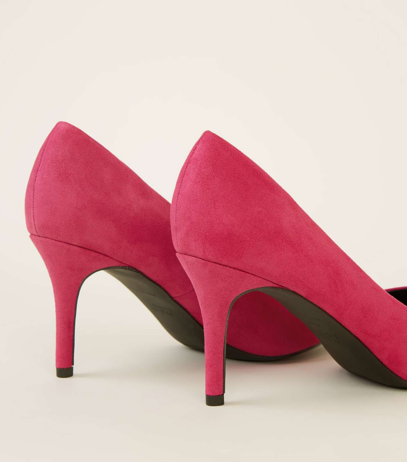 Bright Pink Suedette Pointed Court Shoes Image 4