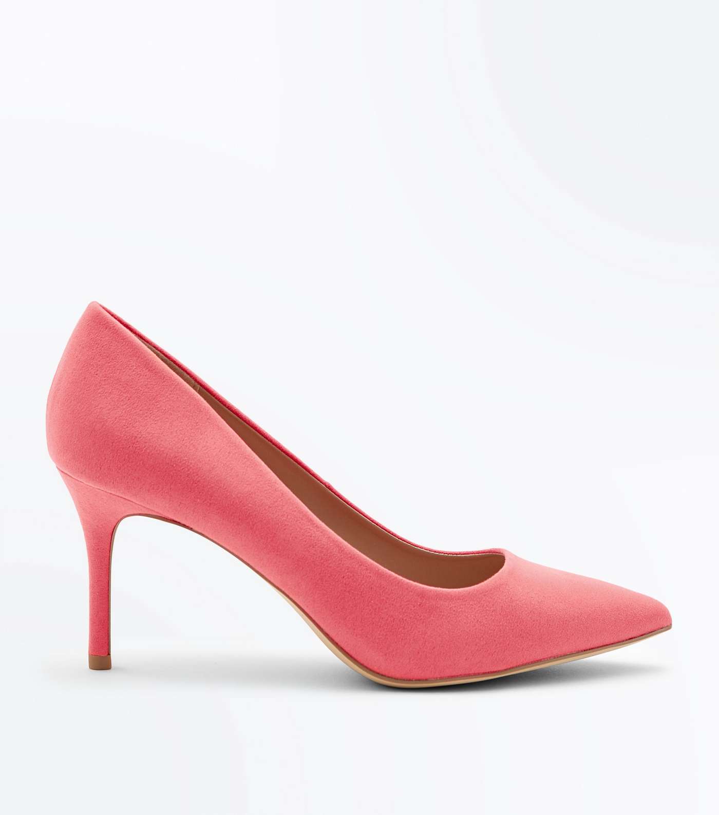 Coral Suedette Pointed Court Shoes