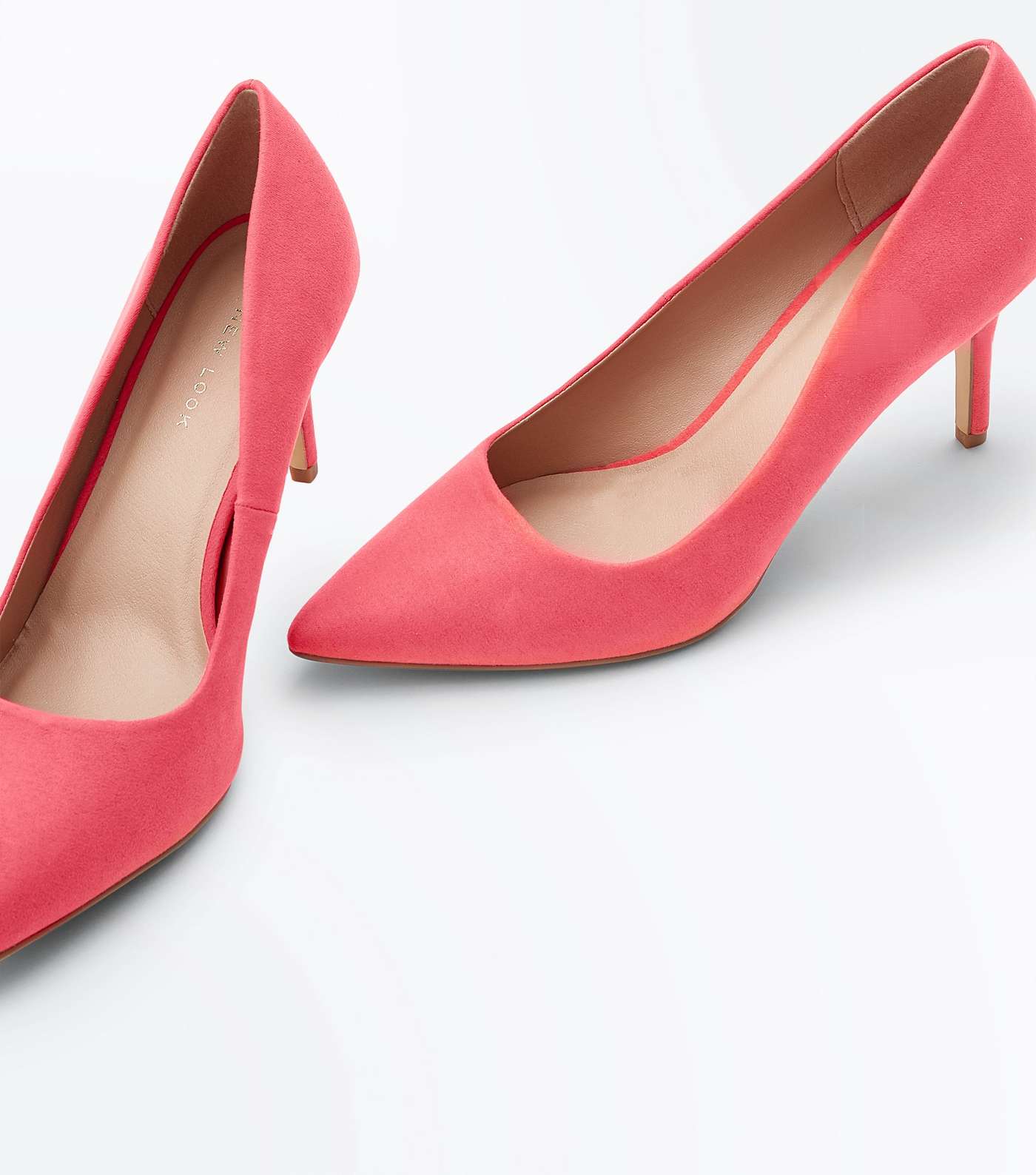 Coral Suedette Pointed Court Shoes Image 3