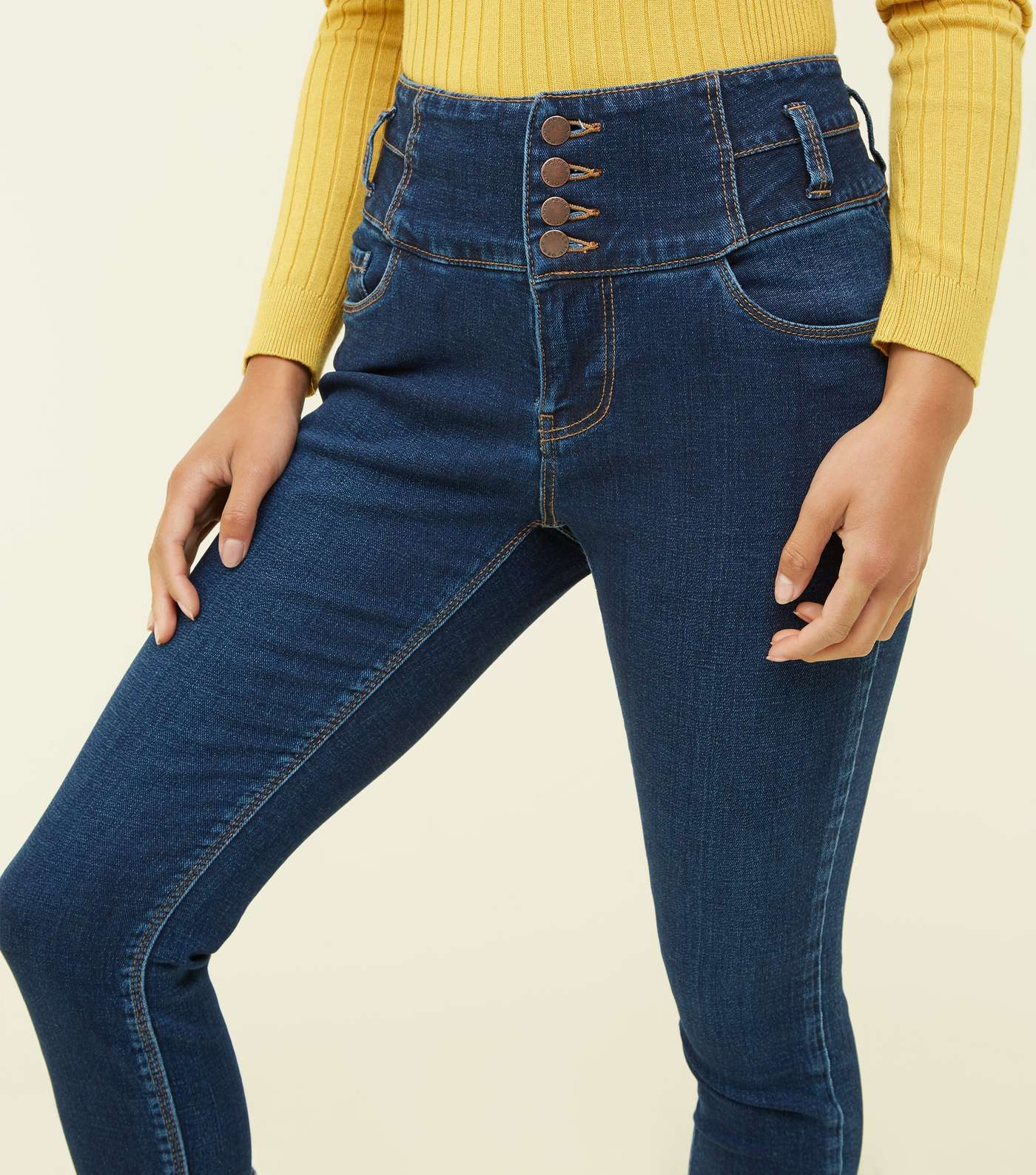 Petite Blue 26in High Waist Skinny Jeans Image 5