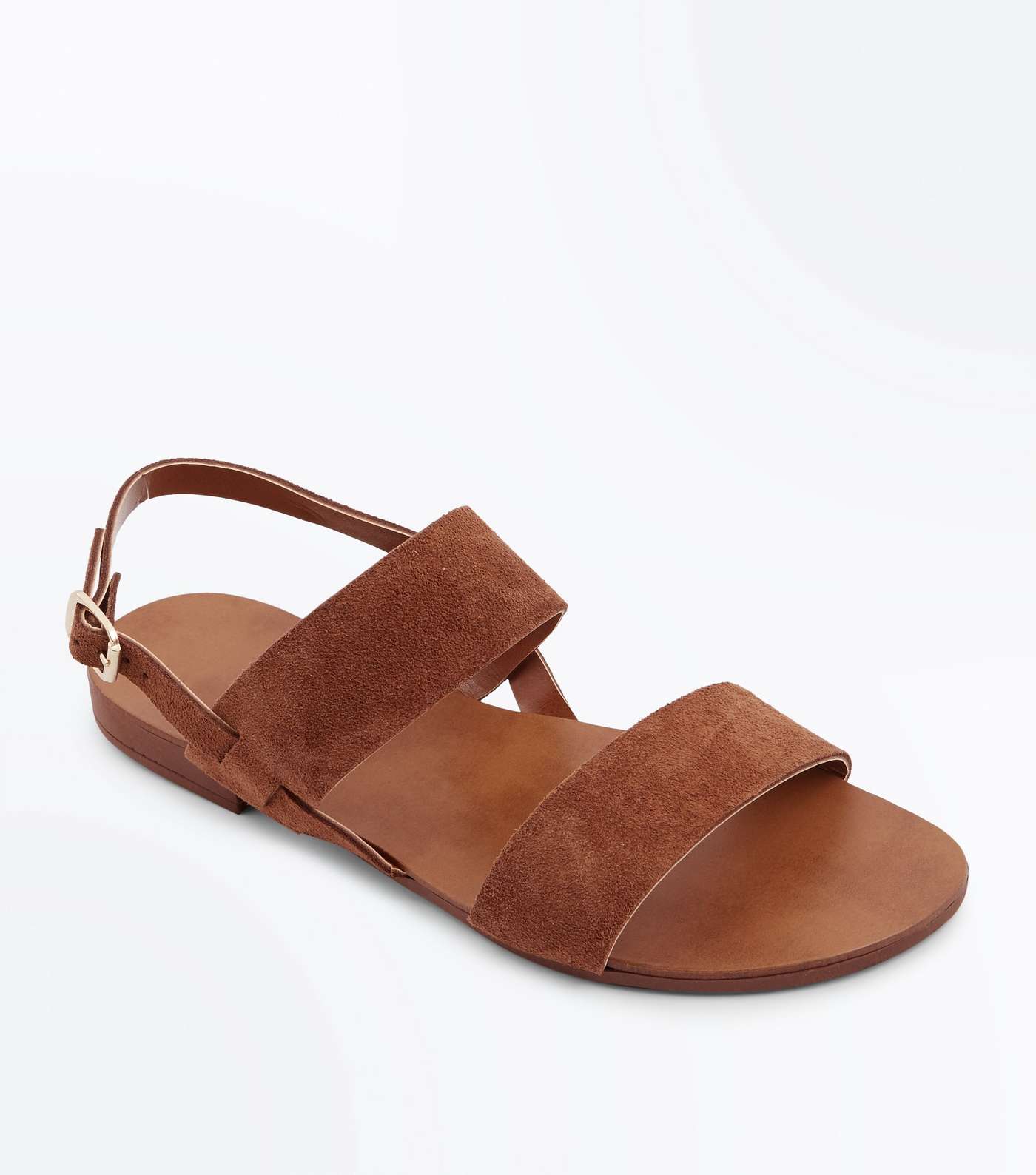 Wide Fit Tan Suede Double Strap Sandals