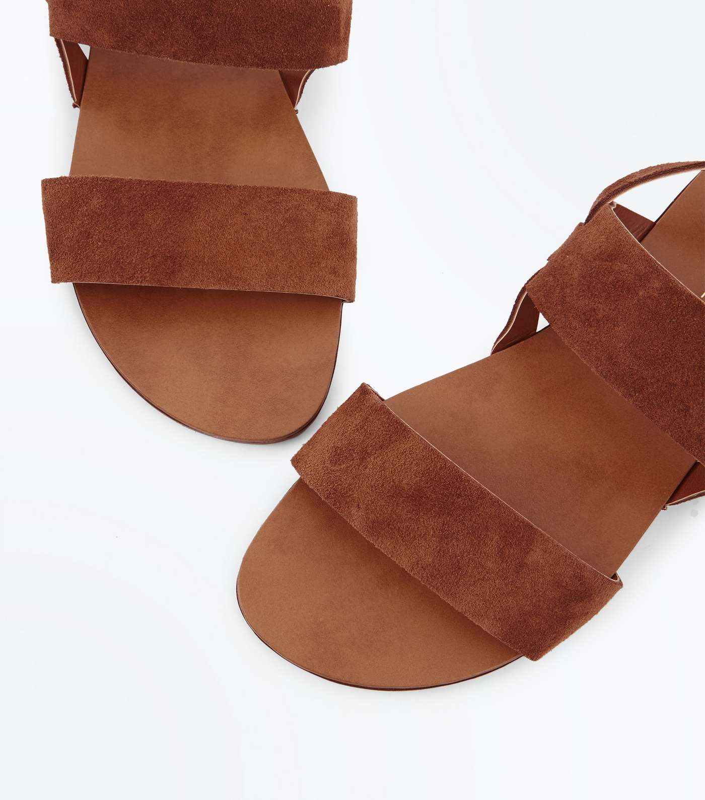 Wide Fit Tan Suede Double Strap Sandals Image 3