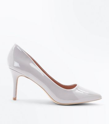 Grey Patent Pointed Court Shoes | New Look