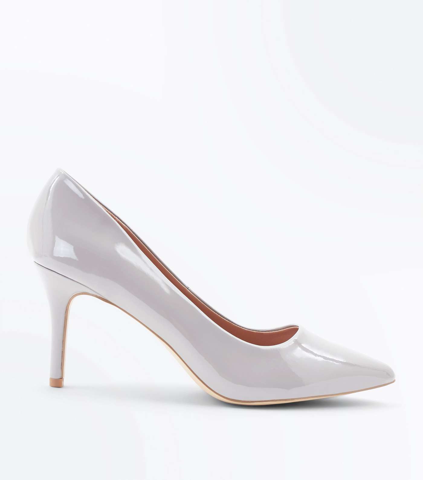 Grey Patent Pointed Court Shoes