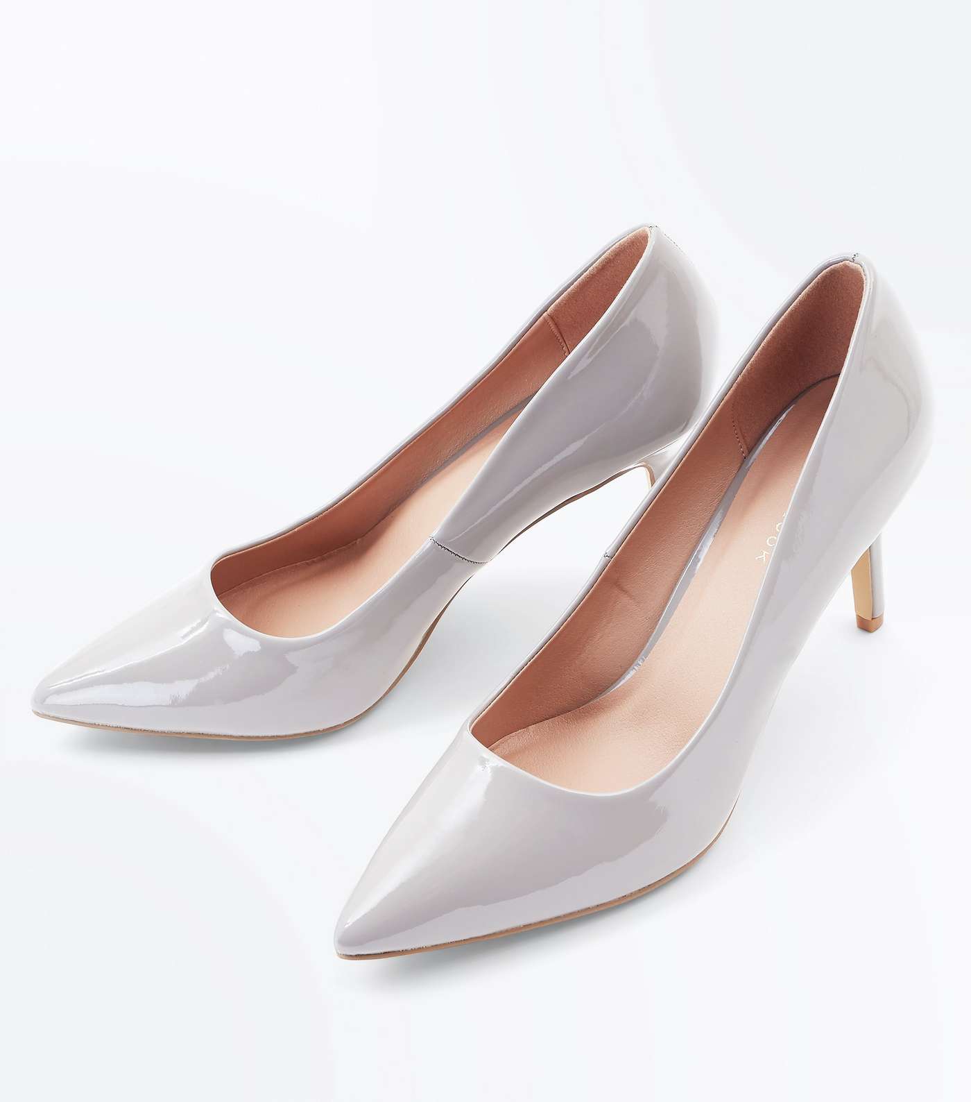 Grey Patent Pointed Court Shoes Image 3