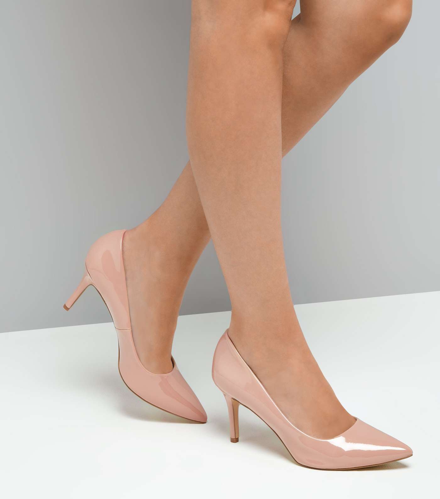 Nude Patent Pointed Court Shoes Image 3