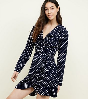 new look white polka dot dress