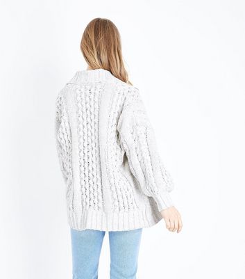 white chenille cardigan