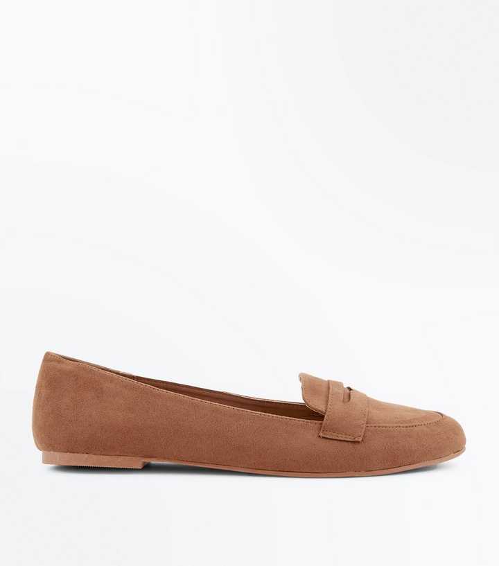 Tan Suedette Penny Loafers