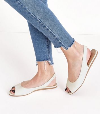white peep toe flats