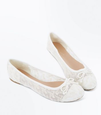 white lace ballet flats