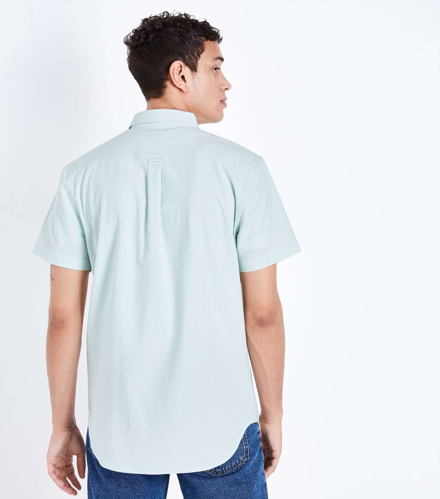 Mint Green Textured Short Sleeve Shirt Image 3