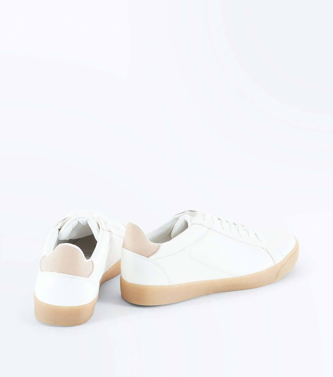 White Gum Sole Lace Up Trainers Image 3