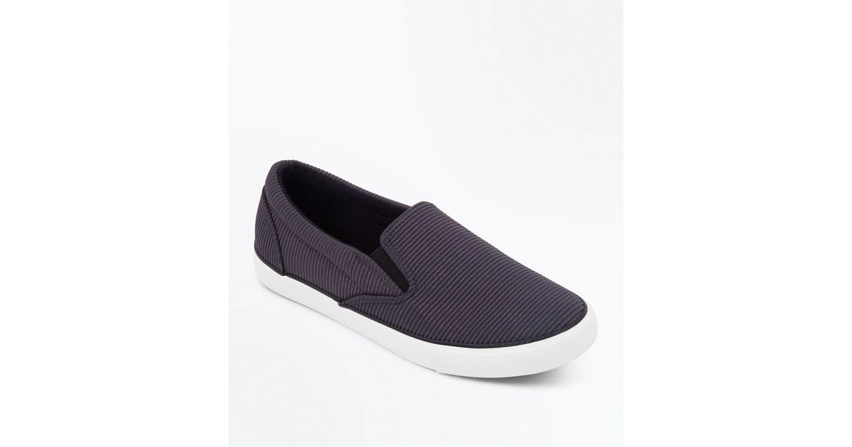 Grey Corduroy Slip On Trainers | New Look