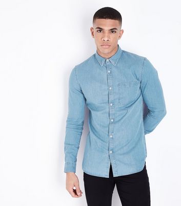 mens muscle fit denim shirt