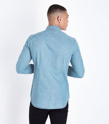 mens muscle fit denim shirt