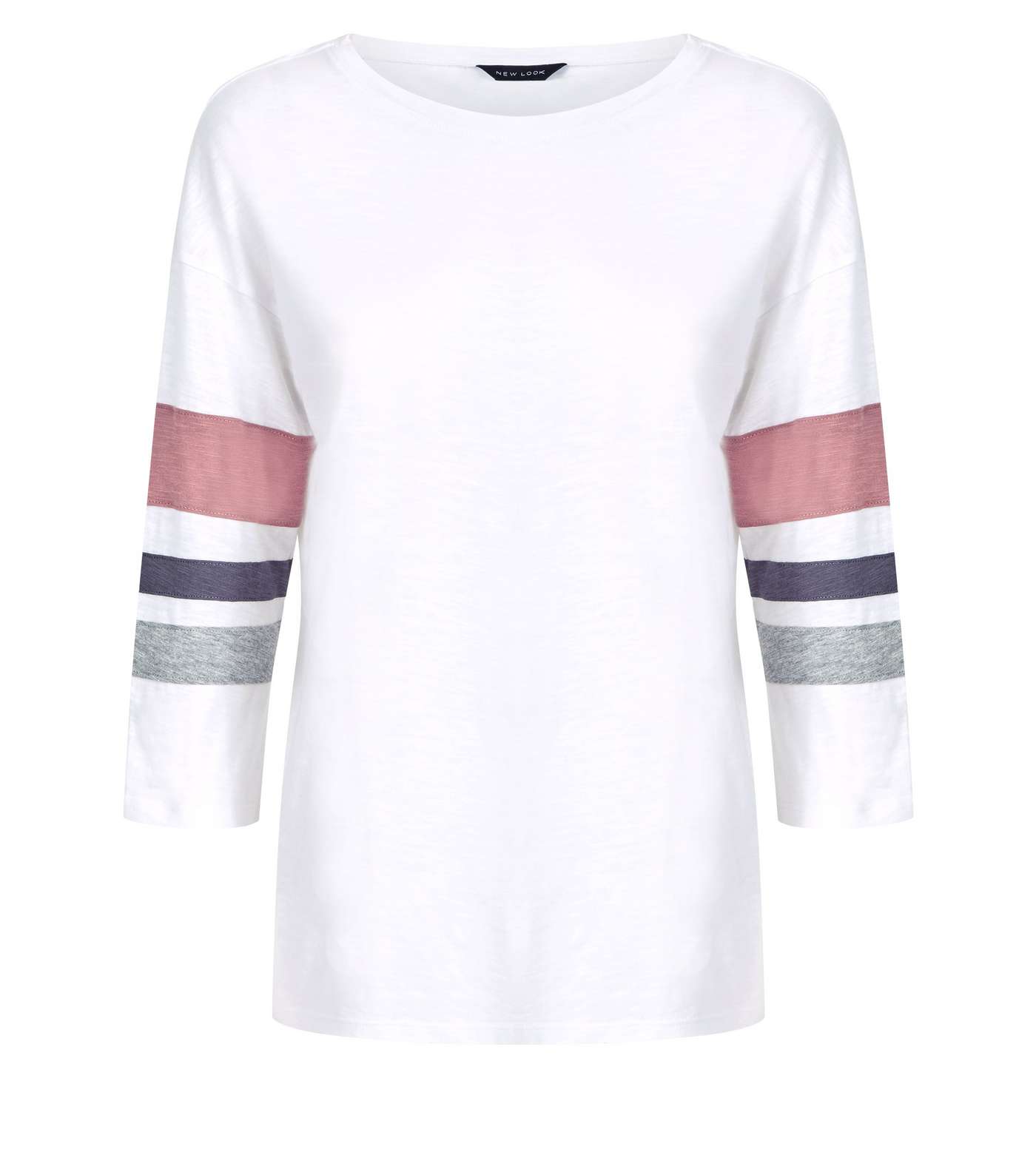 Pink Slouchy Stripe Sleeve T-Shirt Image 4