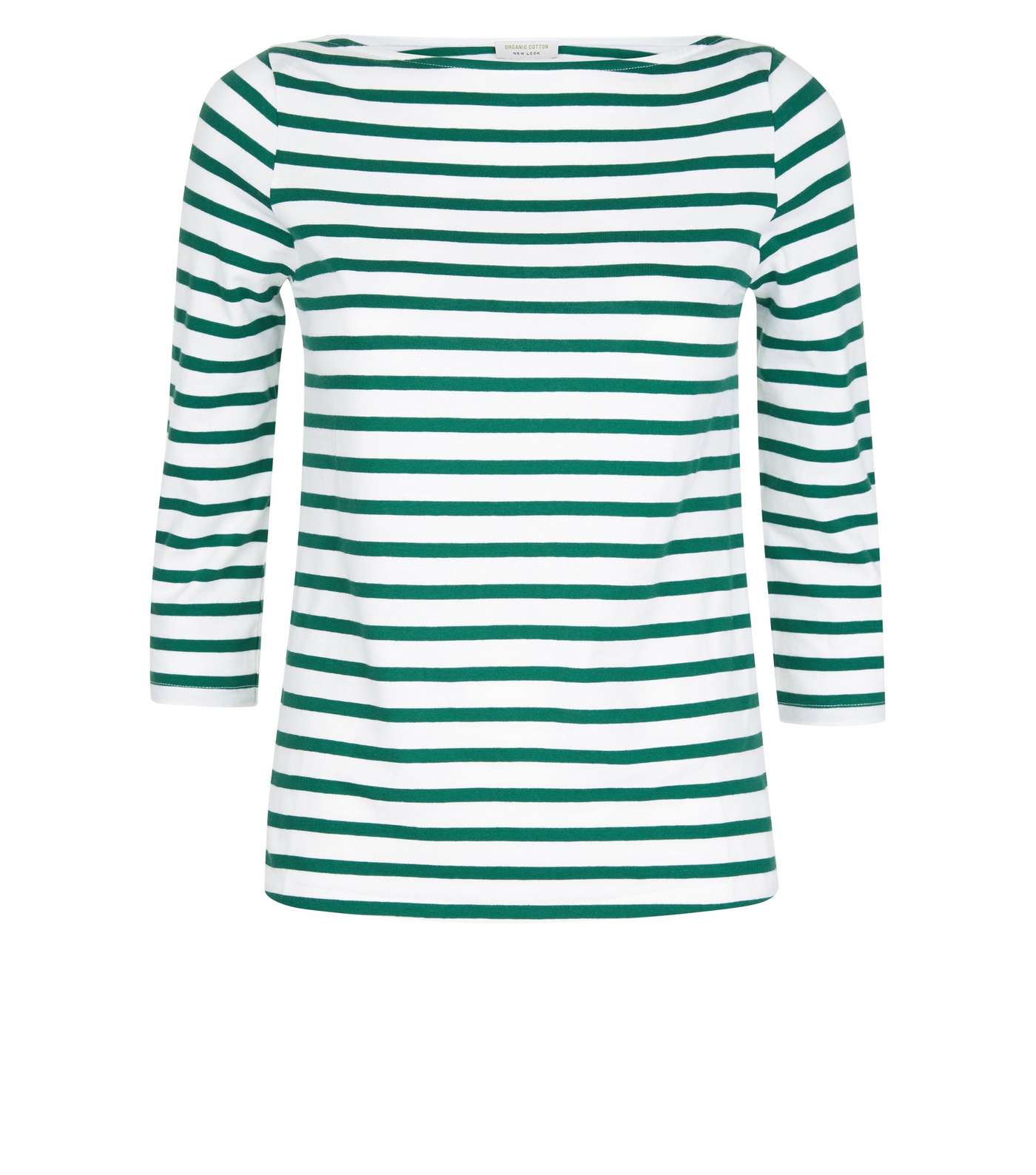 Green Stripe Organic Cotton Mix 3/4 Sleeve T-Shirt Image 4