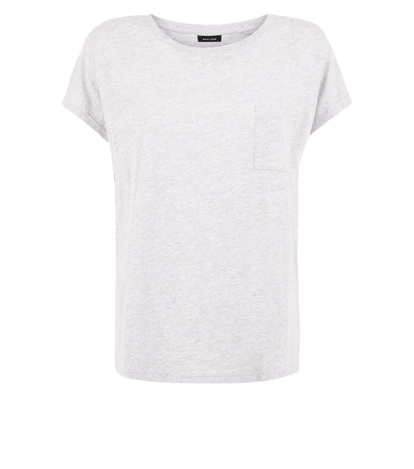 Grey Marl Organic Cotton Pocket Front T-Shirt Image 4