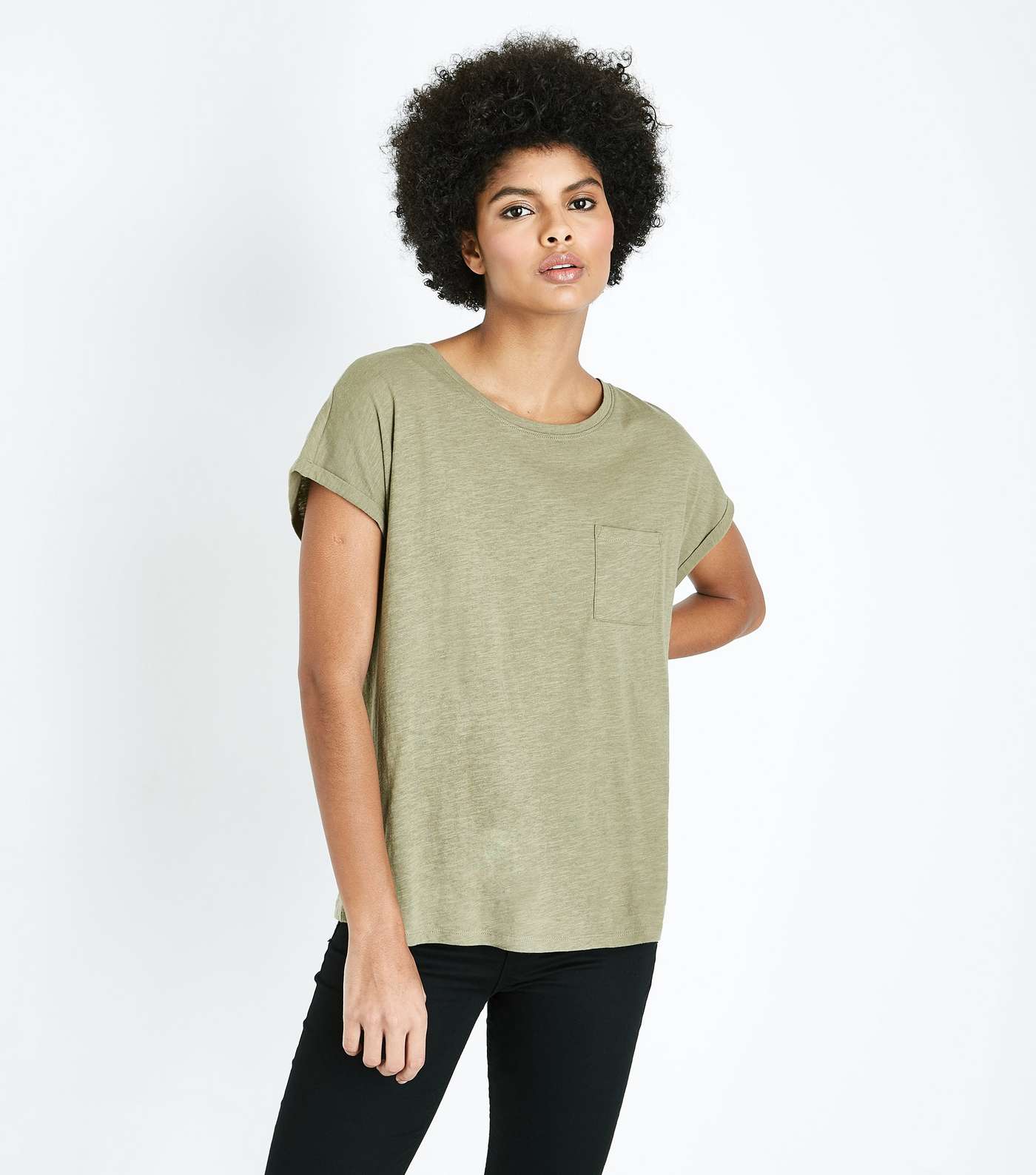 Olive Green Organic Cotton Pocket Front T-Shirt