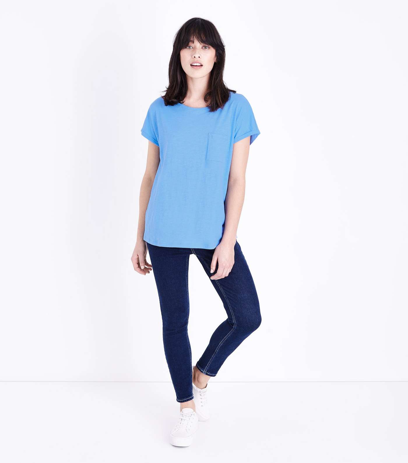 Bright Blue Organic Cotton Pocket Front T-Shirt Image 2