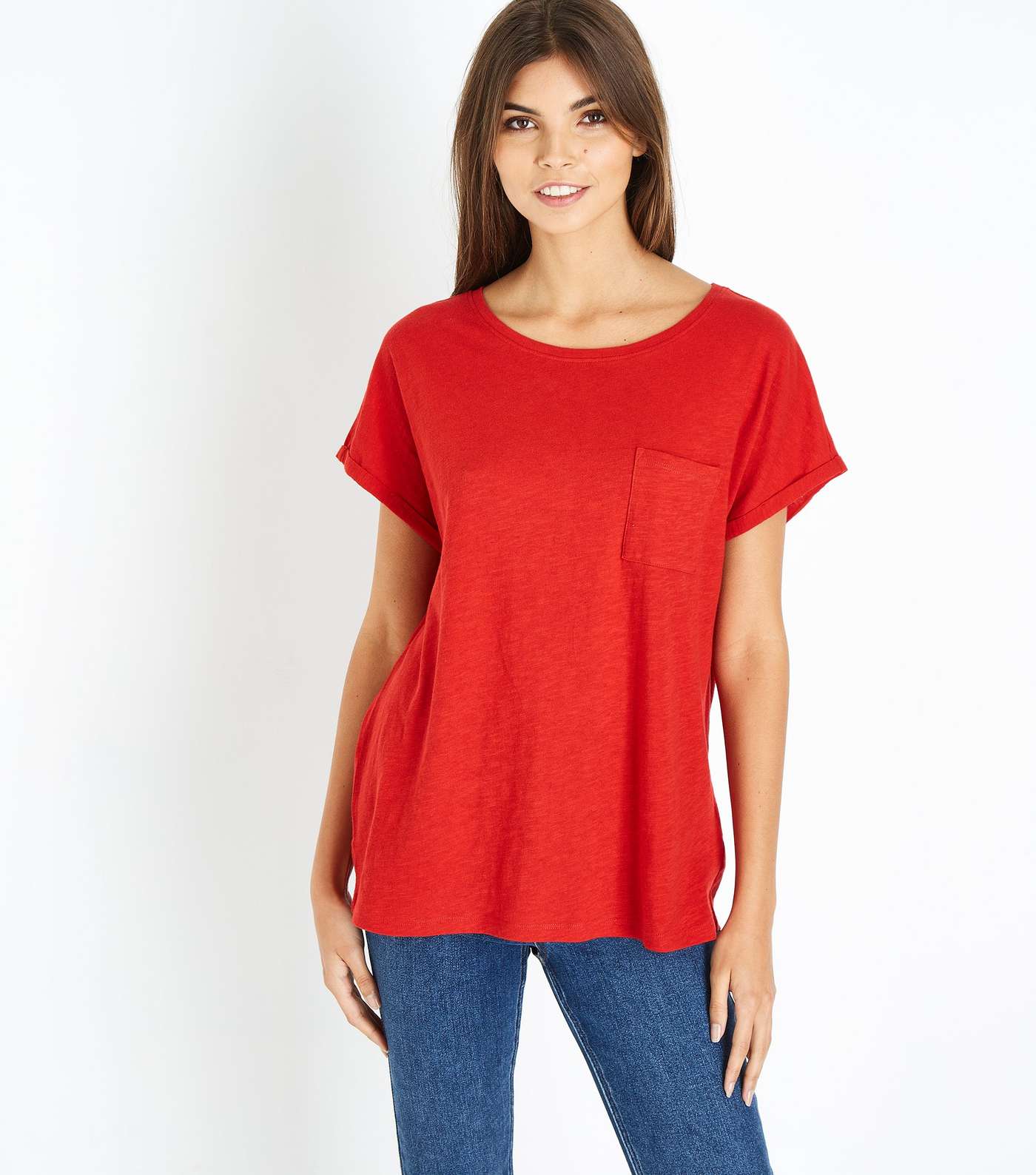 Red Organic Cotton Pocket Front T-Shirt