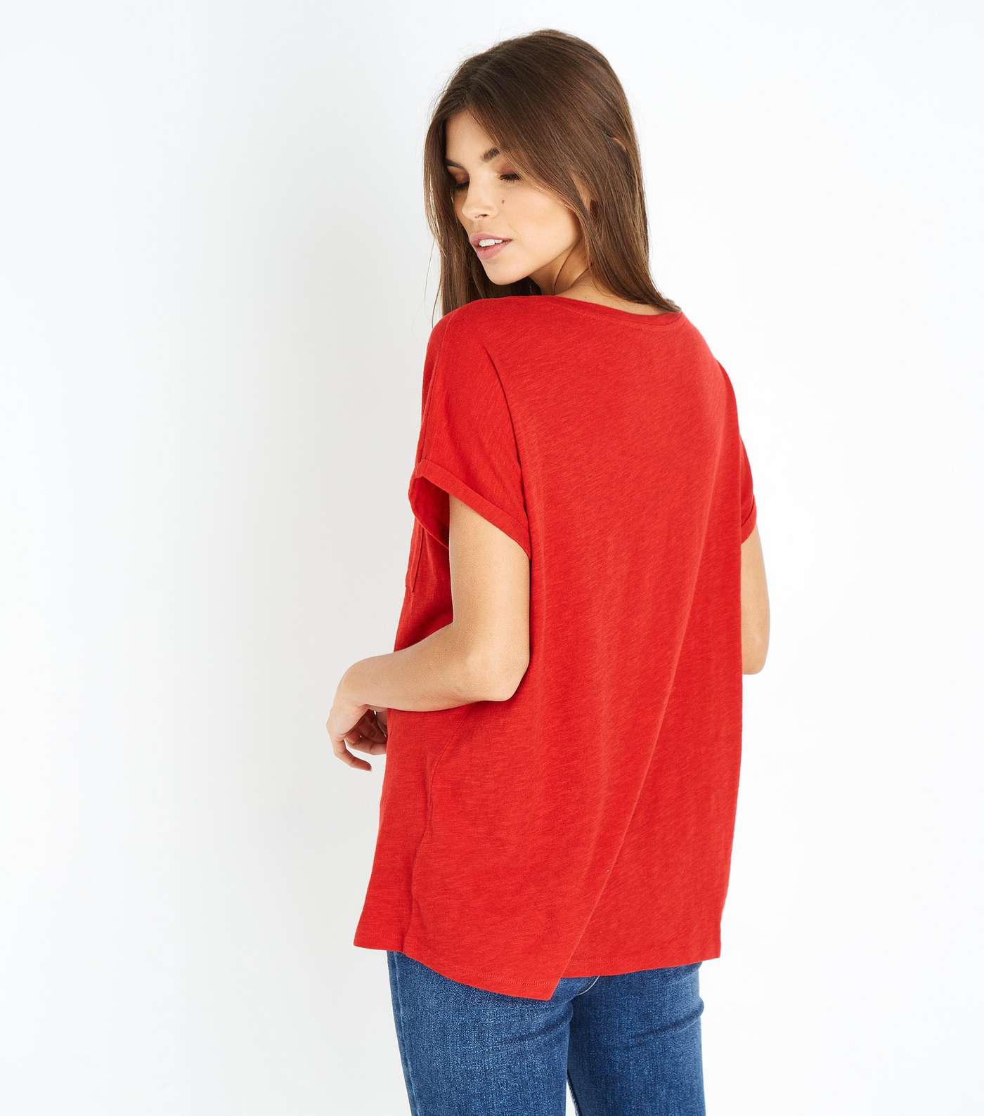 Red Organic Cotton Pocket Front T-Shirt Image 3