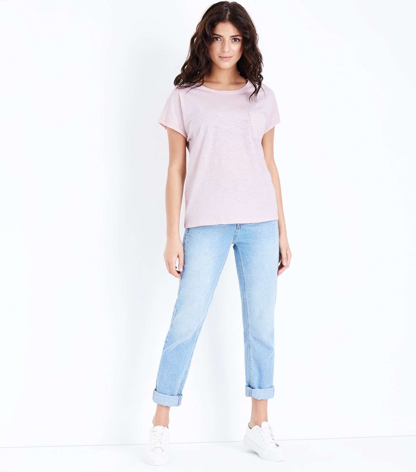 Pink Organic Cotton Pocket Front T-Shirt Image 2