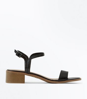 Black Low Block Heel Sandals | New Look