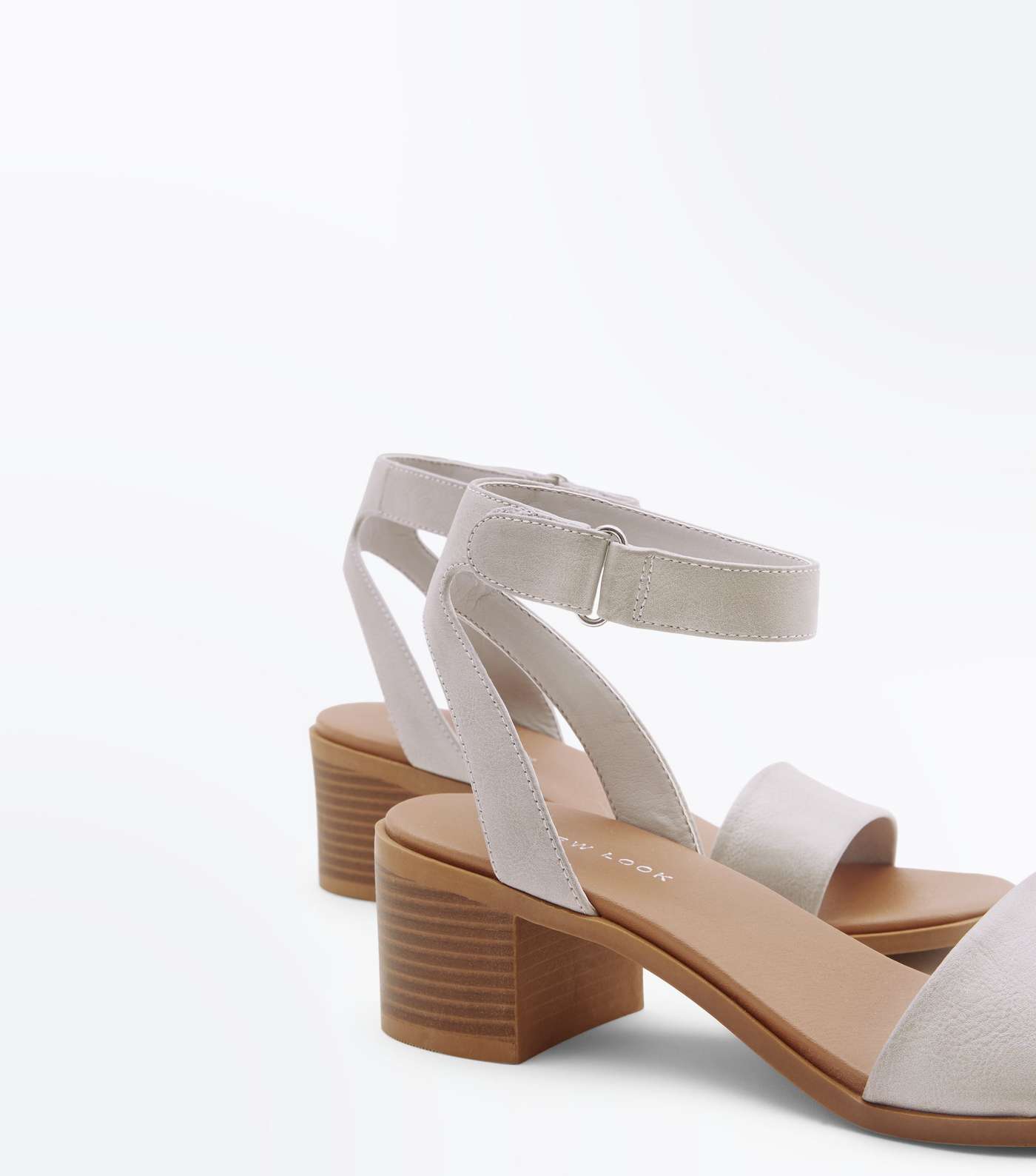 Grey Low Block Heel Flexible Sole Sandals Image 3