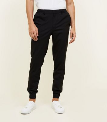 mens smart black joggers