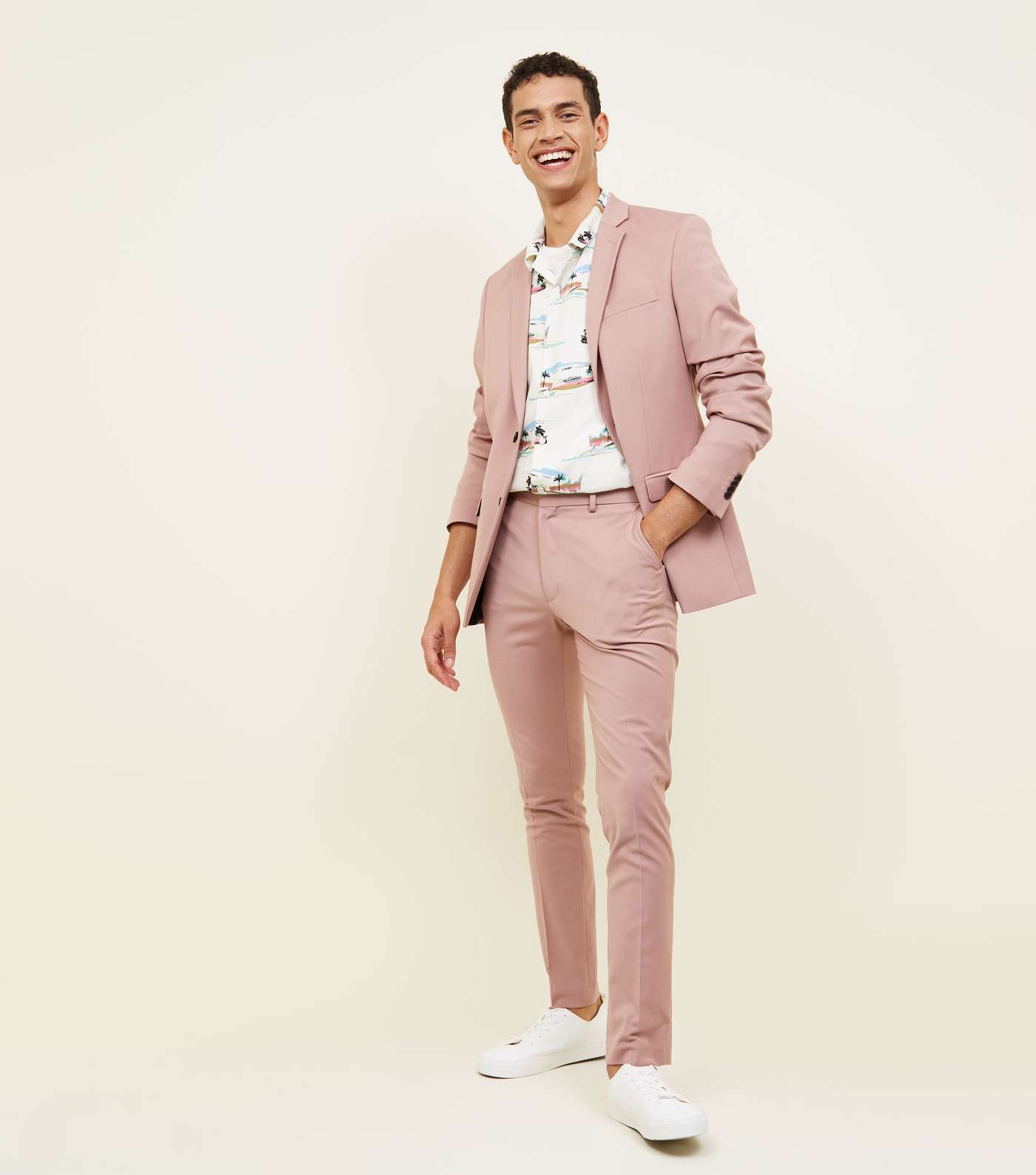 Pink Slim Fit Suit Trousers Image 2