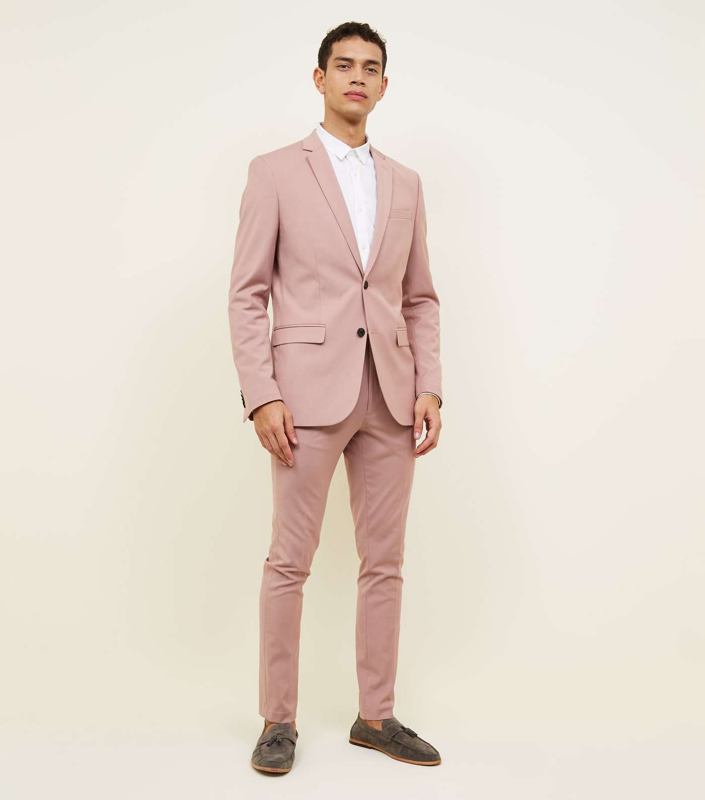 Pink Slim Fit Suit Trousers Image 6