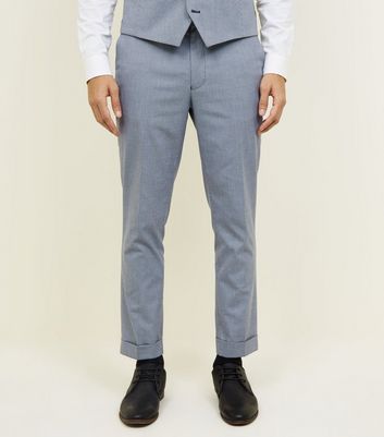 grey herringbone skinny cropped suit trousers