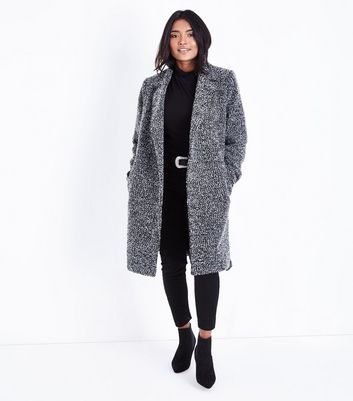 Petite Black Boucle Belted Coat | New Look Petite Black Boucle Belted Coat | New Look