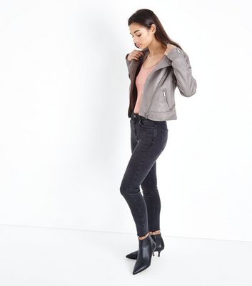 petite suede biker jacket