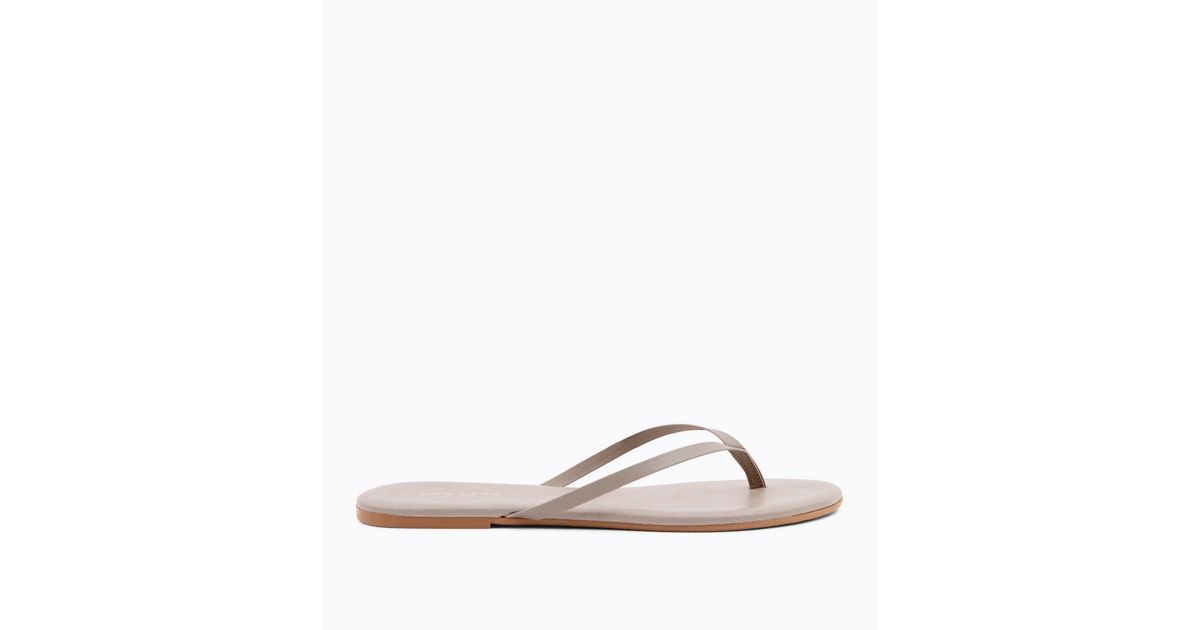 Graue Flipflops Aus Leder New Look