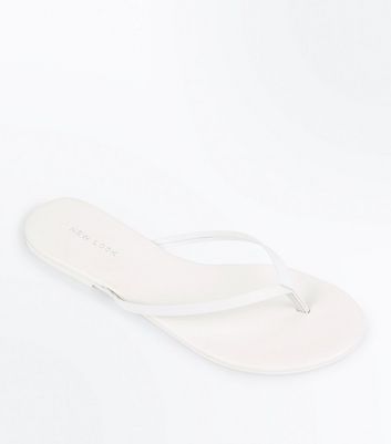 White Leather Flip Flops