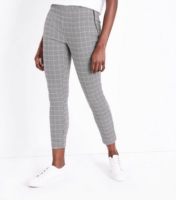 skinny stretch check trousers