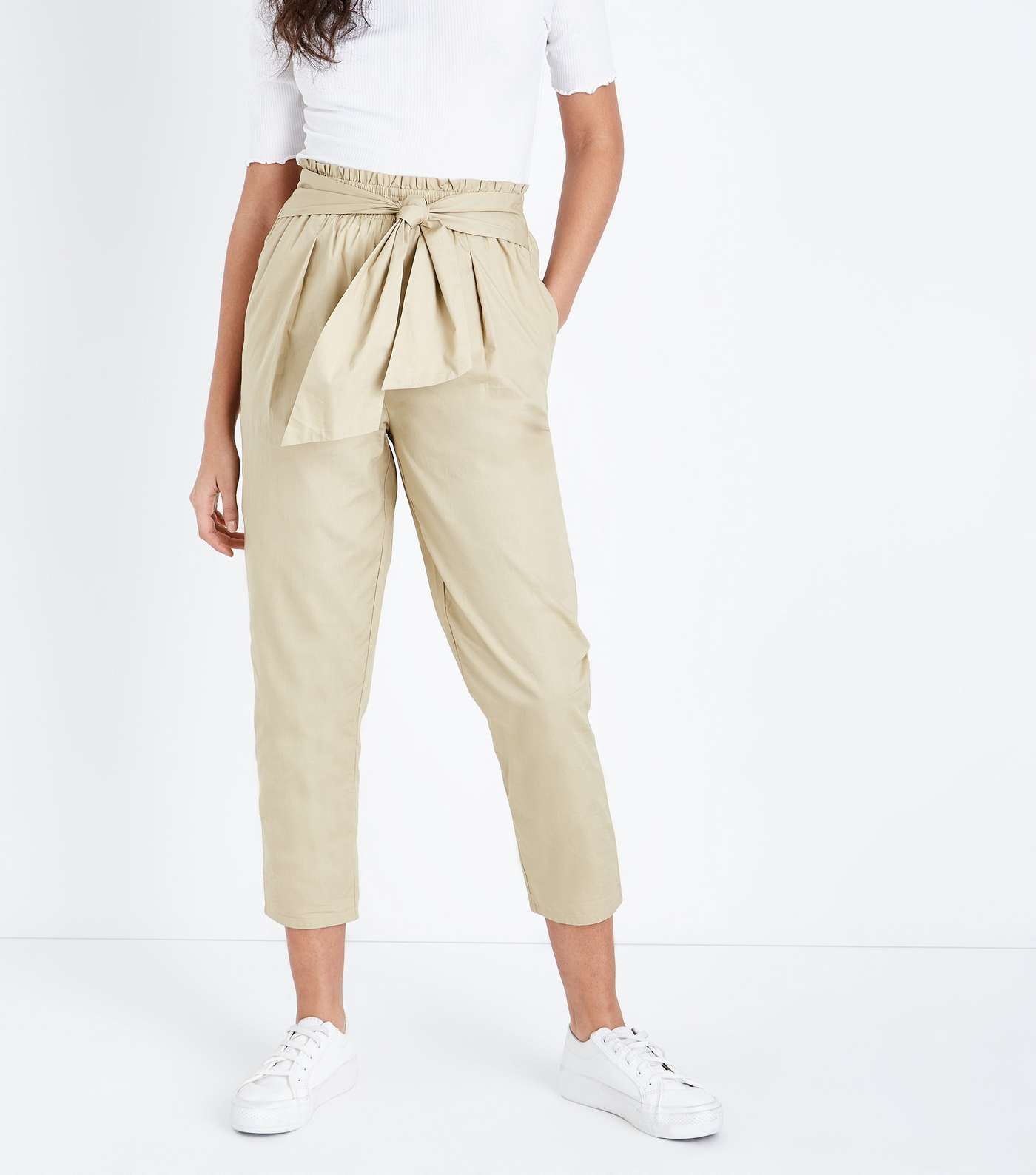 Stone Cotton Paperbag Trousers  Image 2