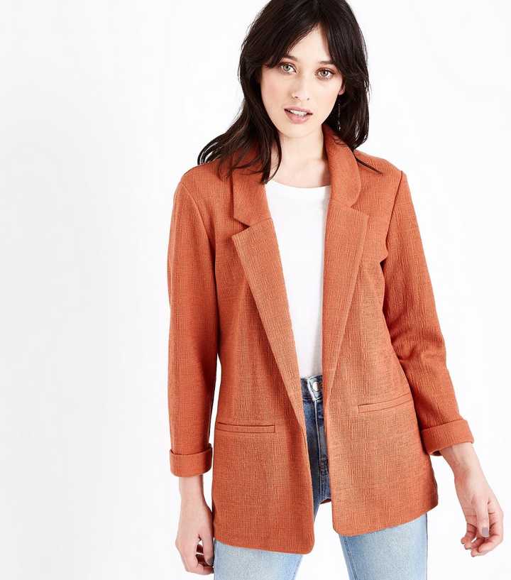 Coral Crosshatch Blazer