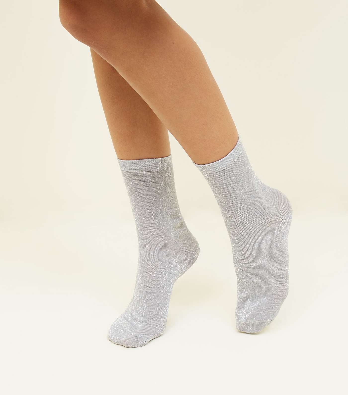 Silver Glitter Ankle Socks Image 2