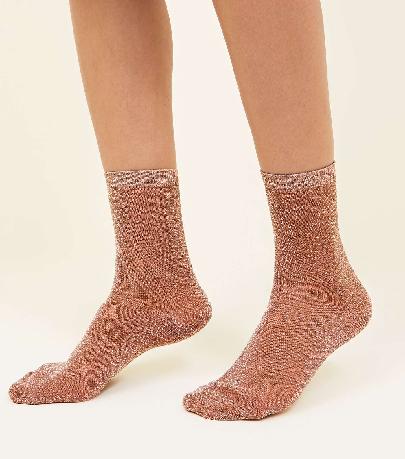 Rose Gold Glitter Ankle Socks Image 2