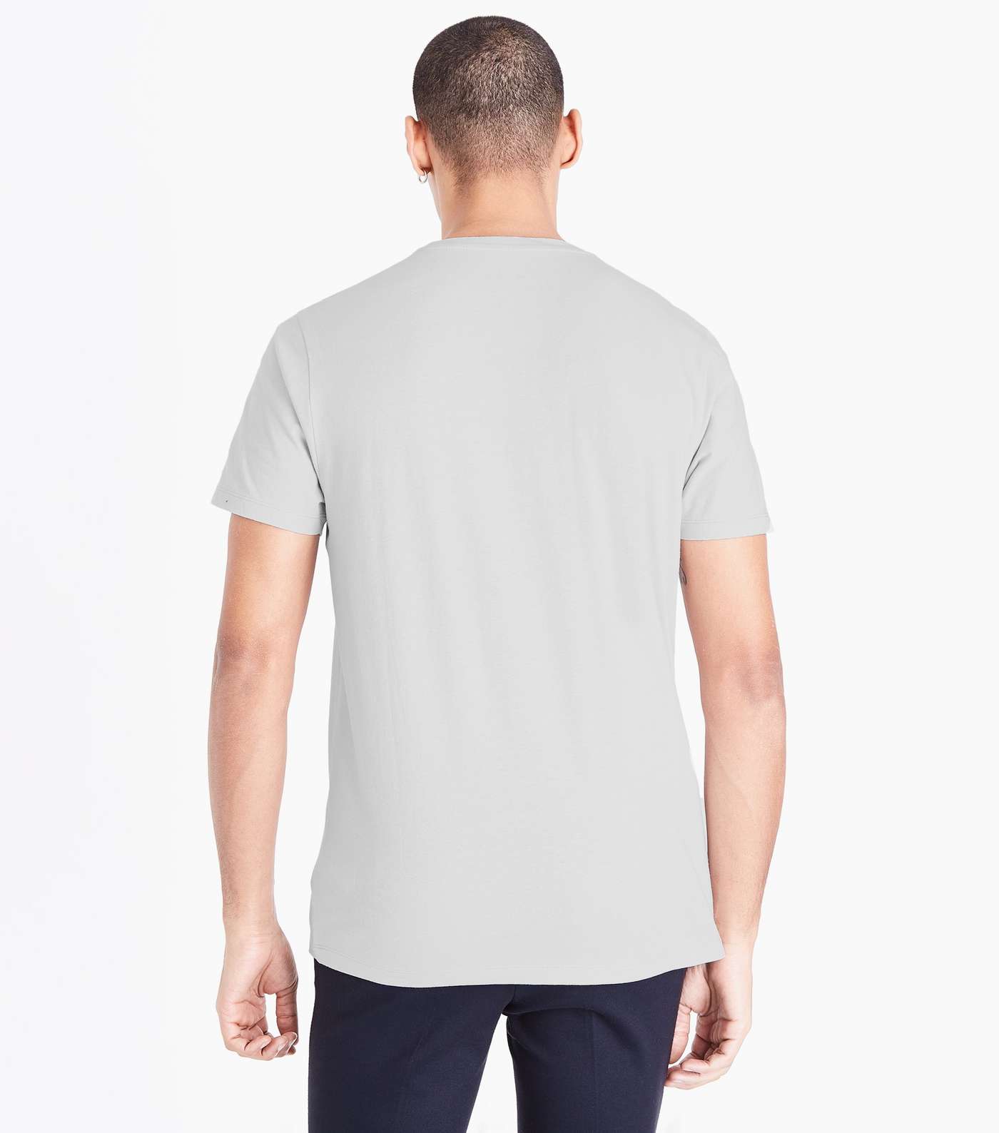 Pale Grey Crew Neck T-Shirt Image 3