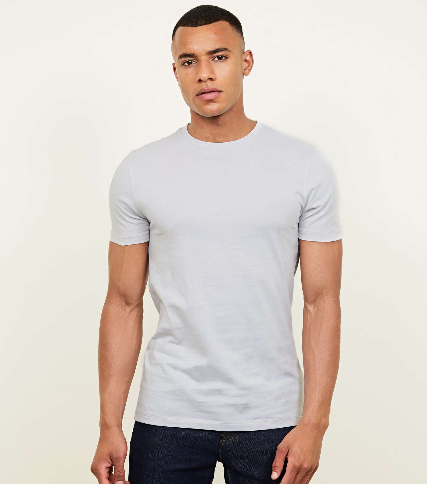 Pale Grey Short Sleeve Muscle Fit T-Shirt