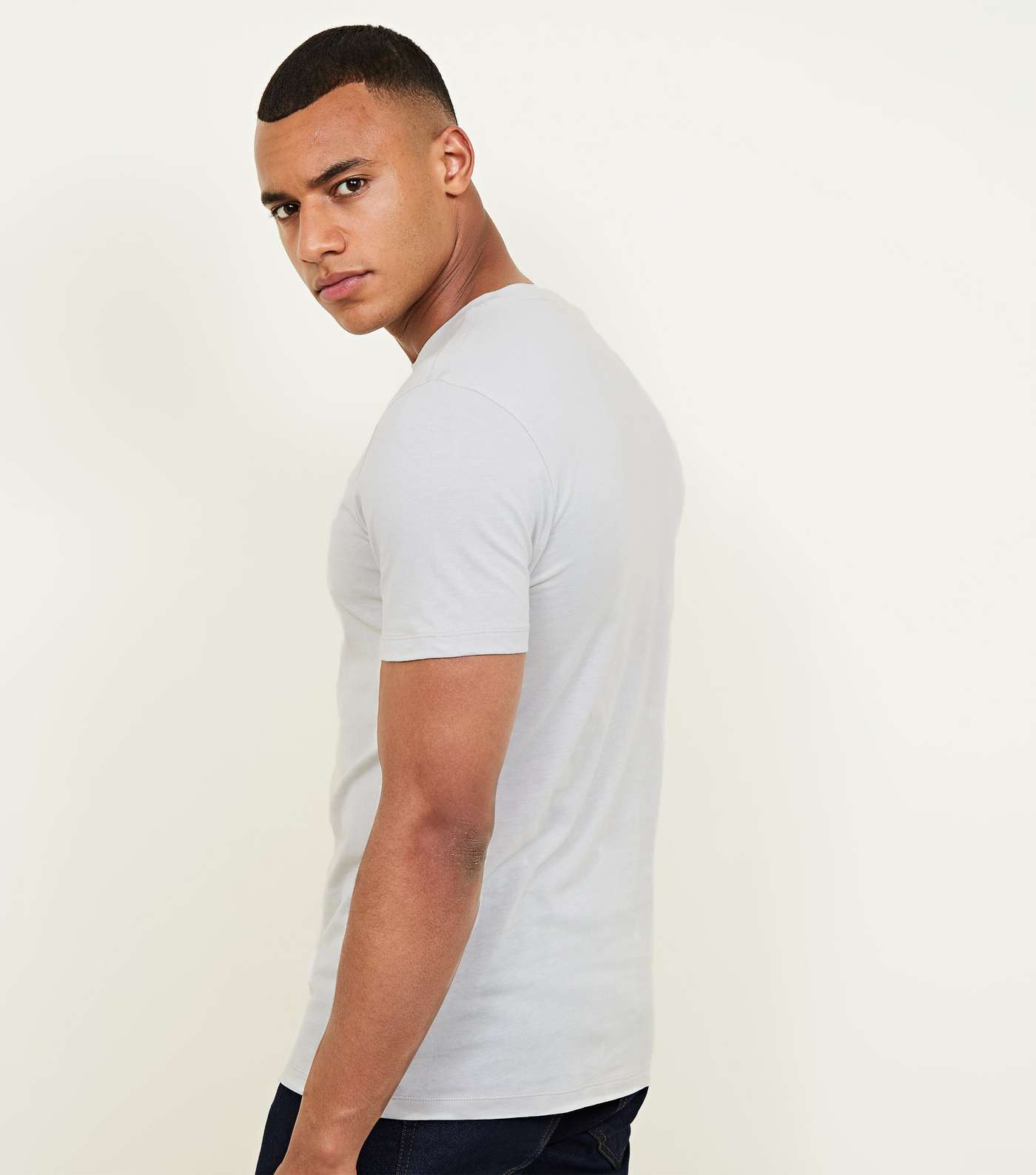 Pale Grey Short Sleeve Muscle Fit T-Shirt Image 3