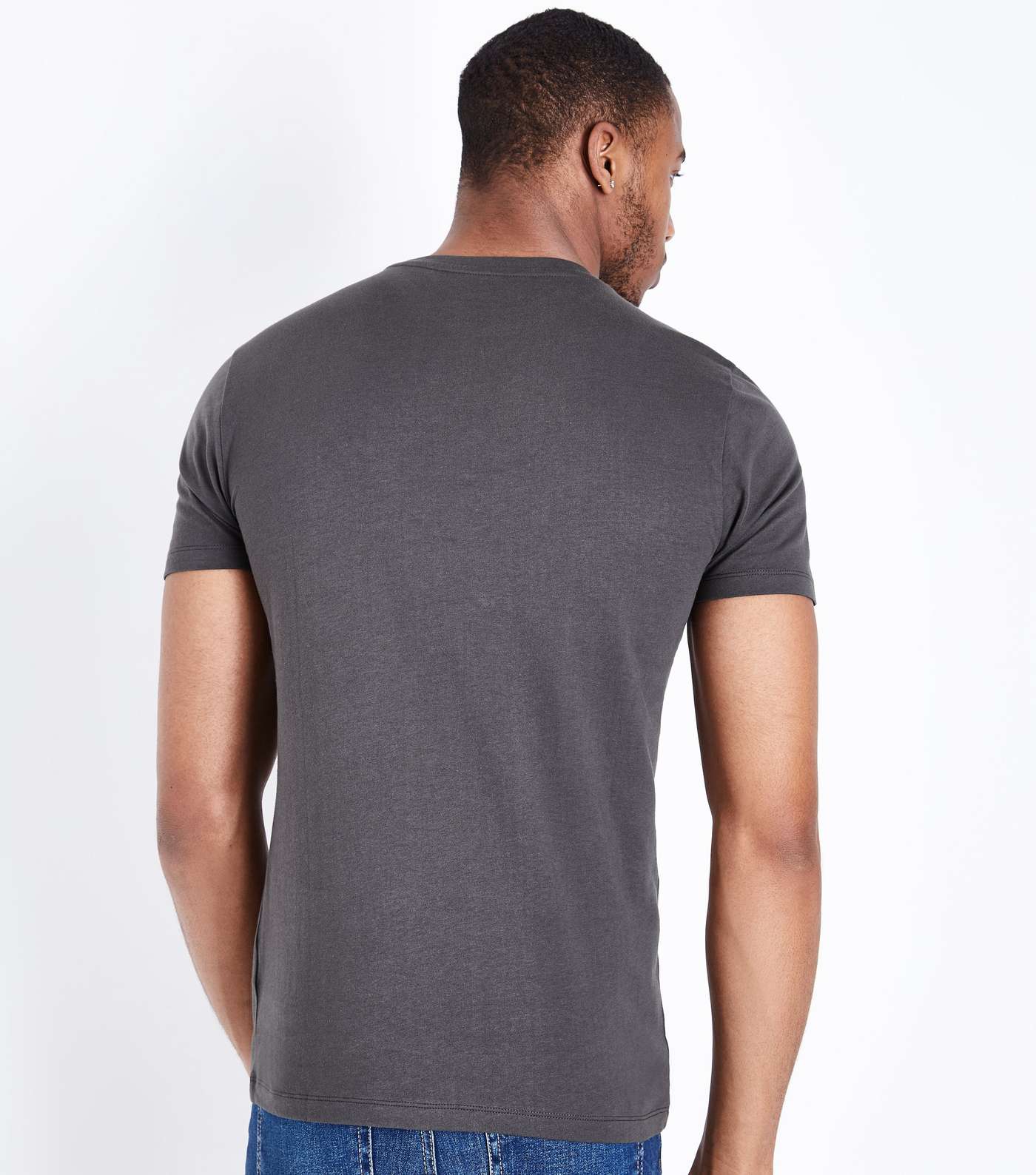 Dark Grey Short Sleeve Muscle Fit T-Shirt Image 3